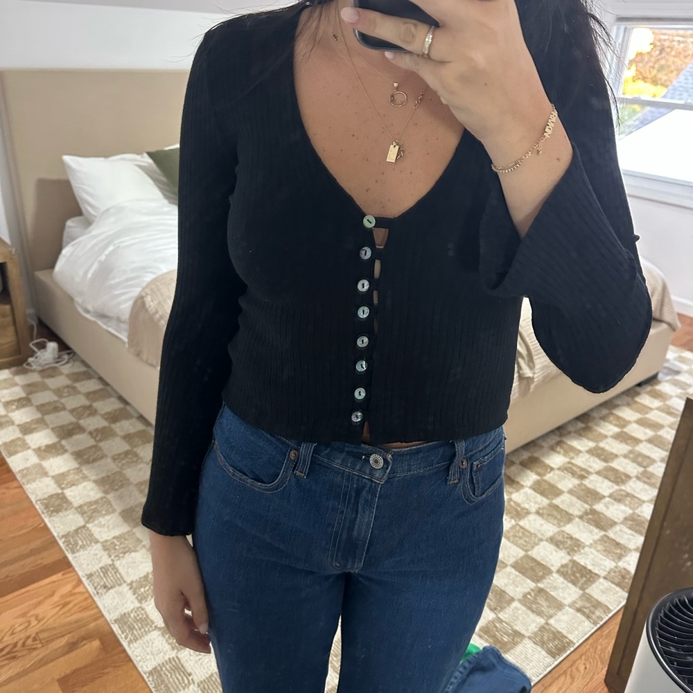 REFORMATION Gellar Knit Top In Black